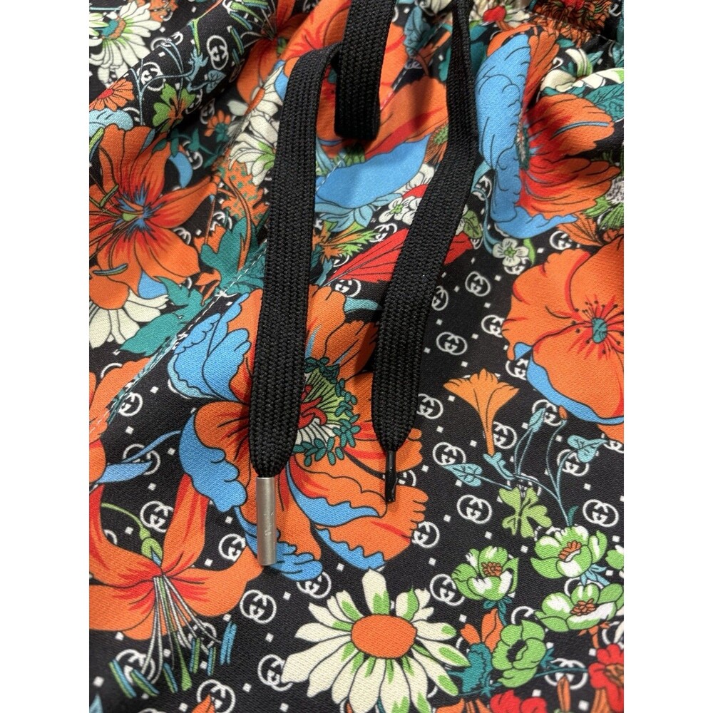 Gucci Men's Multicolor Floral Shorts 9" Inseam Pockets Elastic Drawstring - Picture 4 of 11